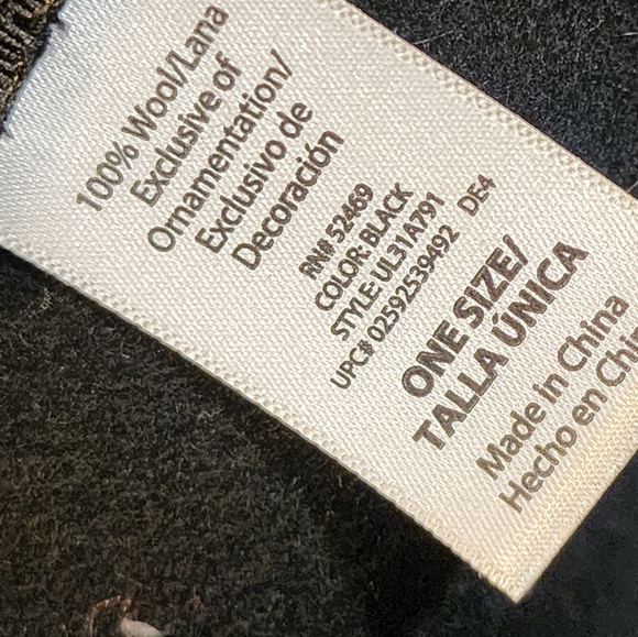 Women's Black 100% Wool Fedora Hat OS - Picture 5 of 8